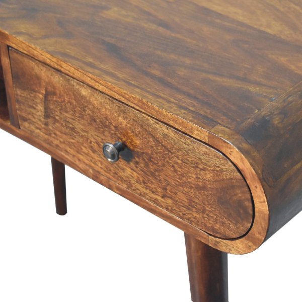 Solid Mango Wood Chestnut Finished 1 Drawer 1 Slot London Console Table - Image 5