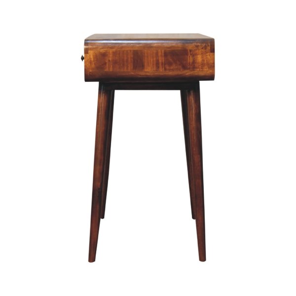 Solid Mango Wood Chestnut Finished 1 Drawer 1 Slot Curved Writing Desk - Image 8