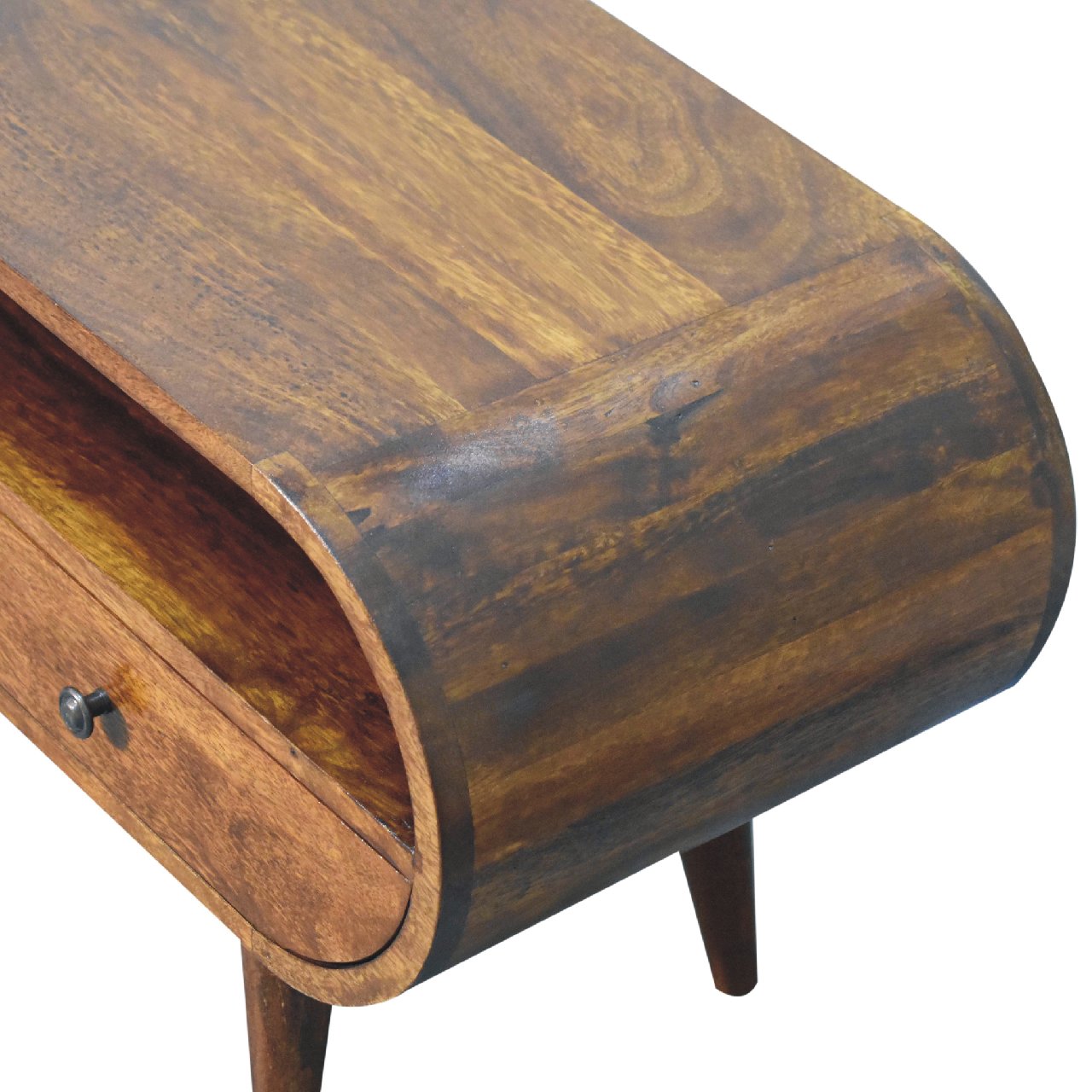 Solid Mango Wood Chestnut Finished Circular TV Stand - Image 5