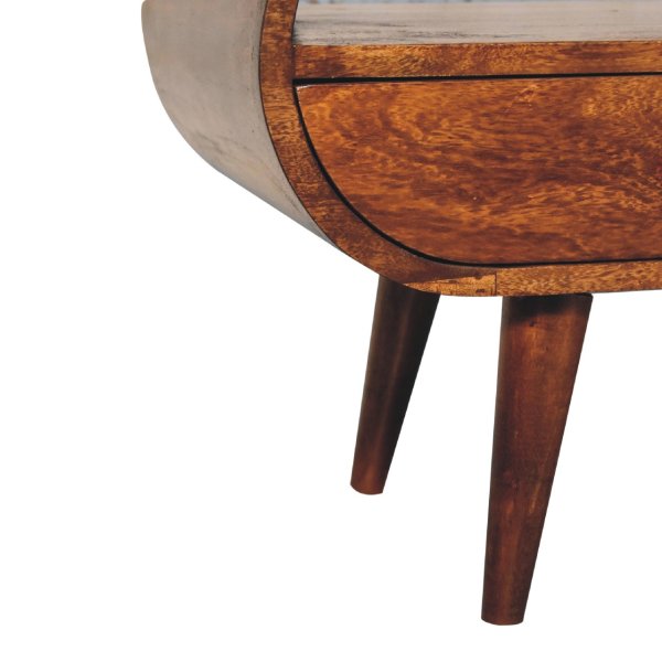 Solid Mango Wood Chestnut Finished Circular TV Stand - Image 8