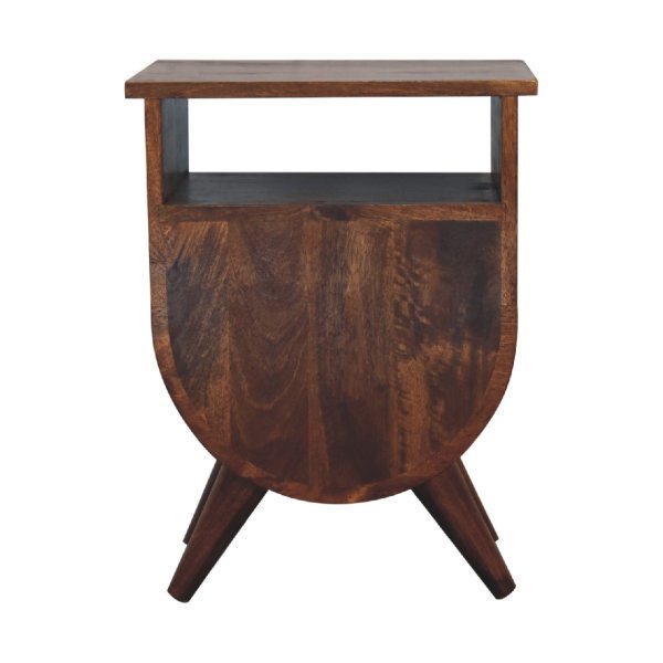 Solid Mango Wood Chestnut Finished 2 Drawer 1 Slot Rounded Bedside - Image 9