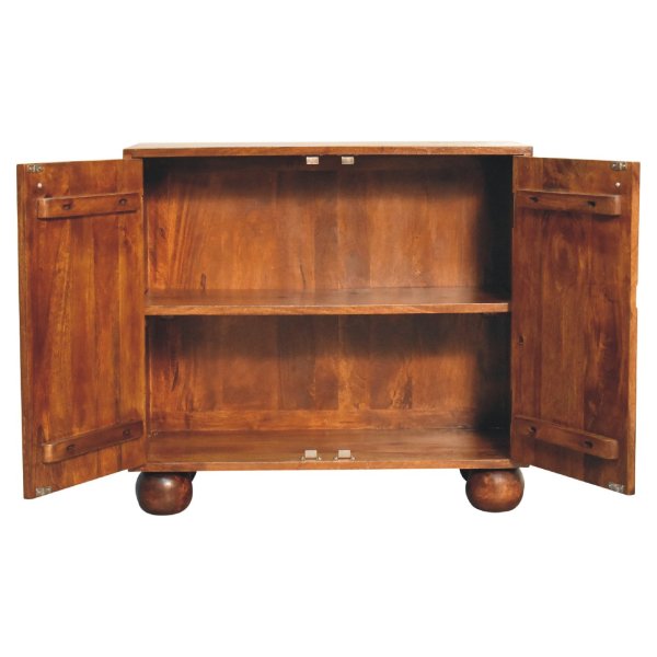 Solid Mango Wood Chestnut Finished 2 Door Dice Pattern Cabinet - Image 5