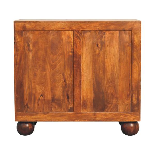 Solid Mango Wood Solid Chestnut Finished 2 Door Cabinet/Cupboard with Ball Feet - Image 10