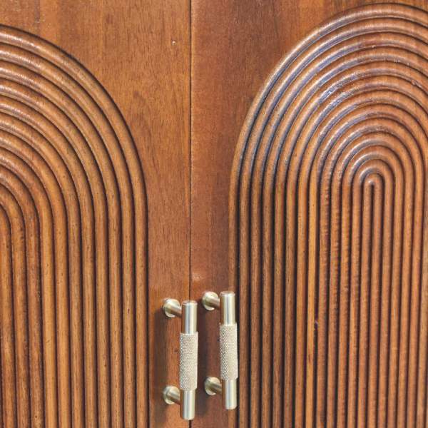 Solid Mango Wood Solid Chestnut Finished 2 Door Cabinet/Cupboard with Ball Feet - Image 6