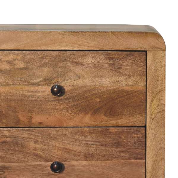 Solid Mango Wood Oak Finished Aspen 3 Drawer Bedside - Image 4