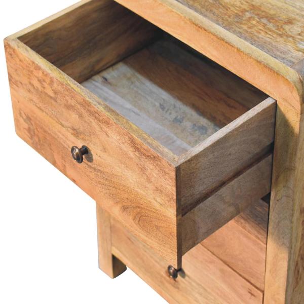 Solid Mango Wood Oak Finished Aspen 3 Drawer Bedside - Image 6
