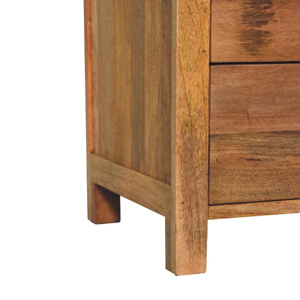 Solid Mango Wood Oak Finished Aspen 3 Drawer Bedside - Image 7