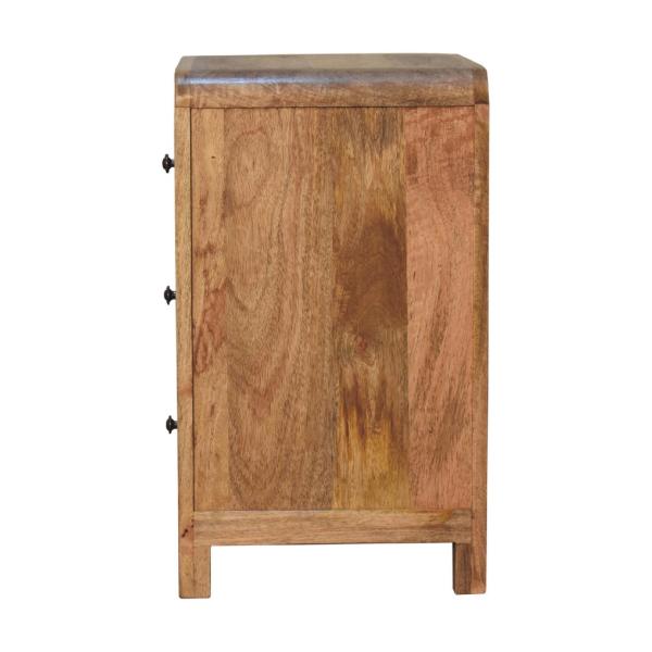 Solid Mango Wood Oak Finished Aspen 3 Drawer Bedside - Image 8