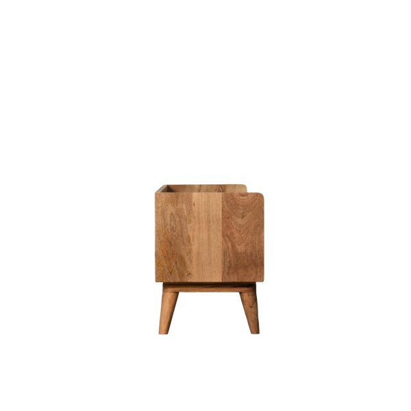 Solid Mango Wood Oak Finished Nordic Storage Bench - Image 4