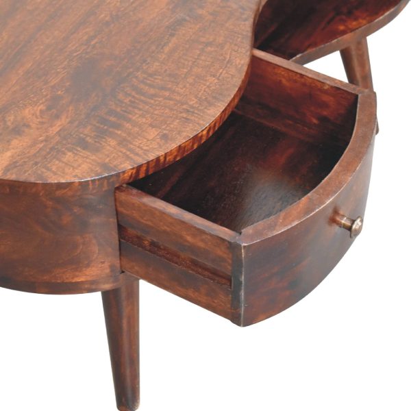 Solid Mango Wood California Walnut 1 Drawer 1 Slot Wave Coffee Table - Image 6