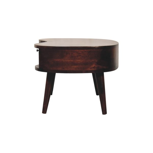 Solid Mango Wood California Walnut 1 Drawer 1 Slot Wave Coffee Table - Image 8