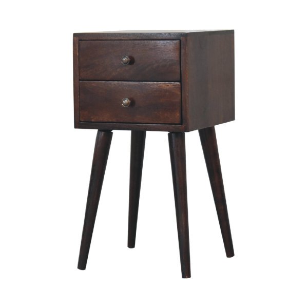 Solid Mango Wood California Walnut 2 Drawer Bedside - Image 3