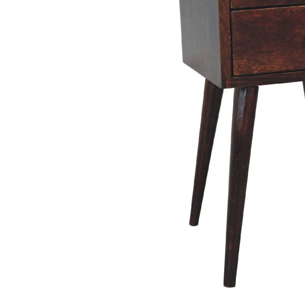 Solid Mango Wood California Walnut 2 Drawer Bedside - Image 7