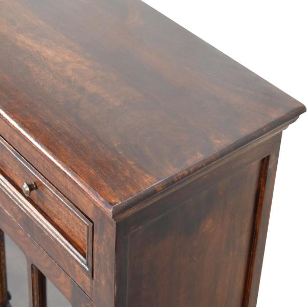 Solid Mango Wood California Walnut 4 Glass Doors 4 Drawers Sideboard - Image 4