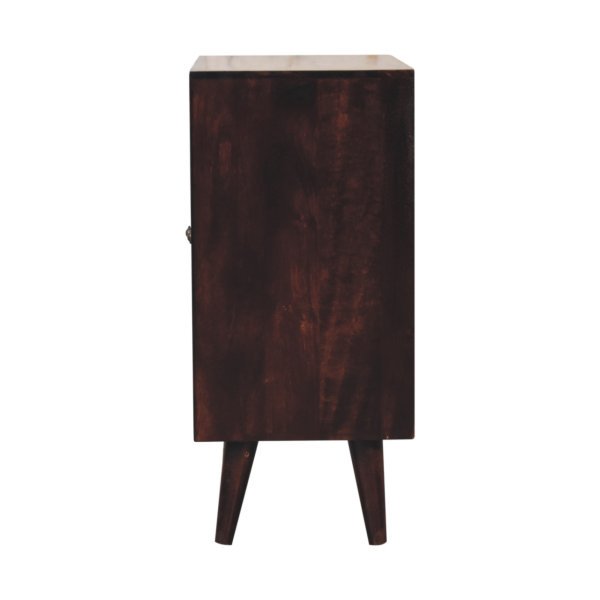 Solid Mango Wood California Walnut Finished 2 Door Mini Pineapple Carved Cabinet - Image 3