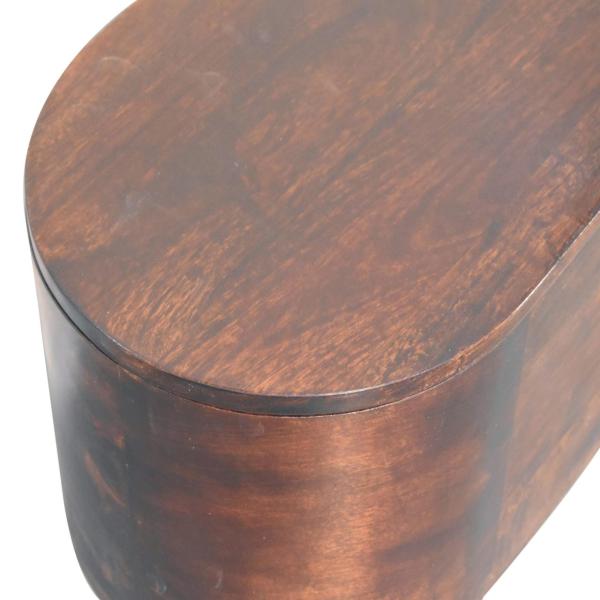 Solid Mango Wood California Walnut Finished Rounded Ottoman/Blanket Box - Image 5