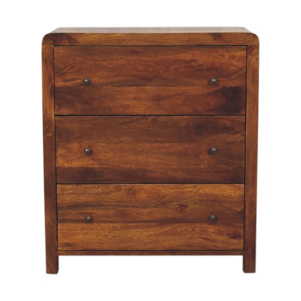 Solid Mango Wood Chestnut Finished 3 Drawer Aspen Chest