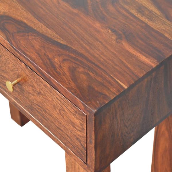 Solid Mango Wood Chestnut Finished 2 Drawer Tula Console Table - Image 5