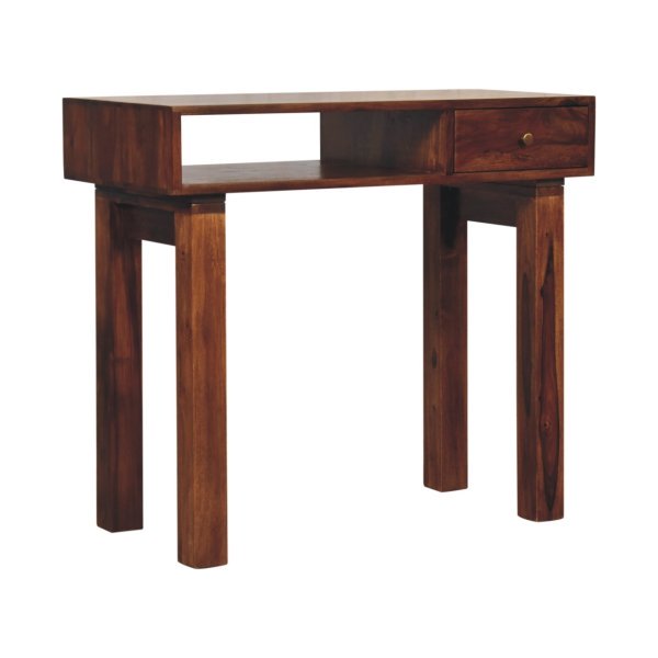 Solid Sheesham Wood Chestnut Finished 1 Drawer Tula Writing Desk - Image 2