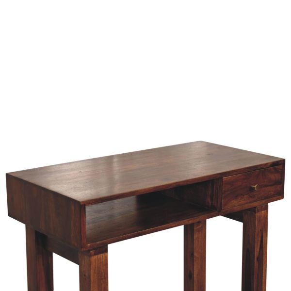 Solid Sheesham Wood Chestnut Finished 1 Drawer Tula Writing Desk - Image 7