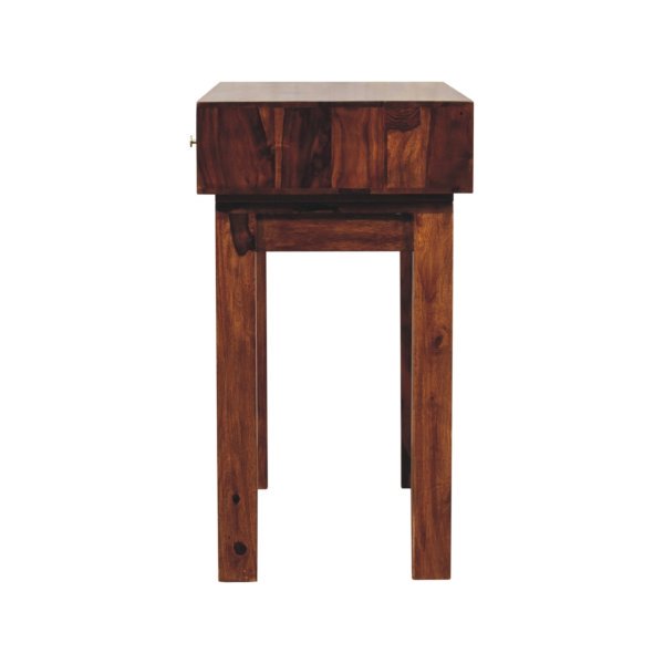 Solid Sheesham Wood Chestnut Finished 1 Drawer Tula Writing Desk - Image 9