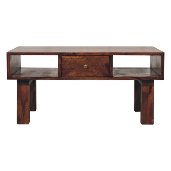 Solid Sheesham Wood Chestnut Finished 2 Drawer Tula Coffee Table