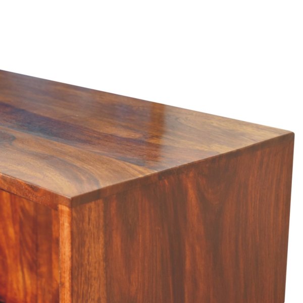Solid Sheesham Wood Chestnut Finished 3 Shelves 2 Drawers Tula Bookcase - Image 5