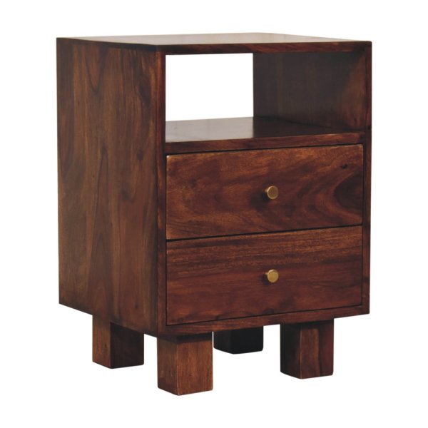 Solid Sheesham Wood Chestnut Finished 2 Drawer Tula Bedside - Image 2