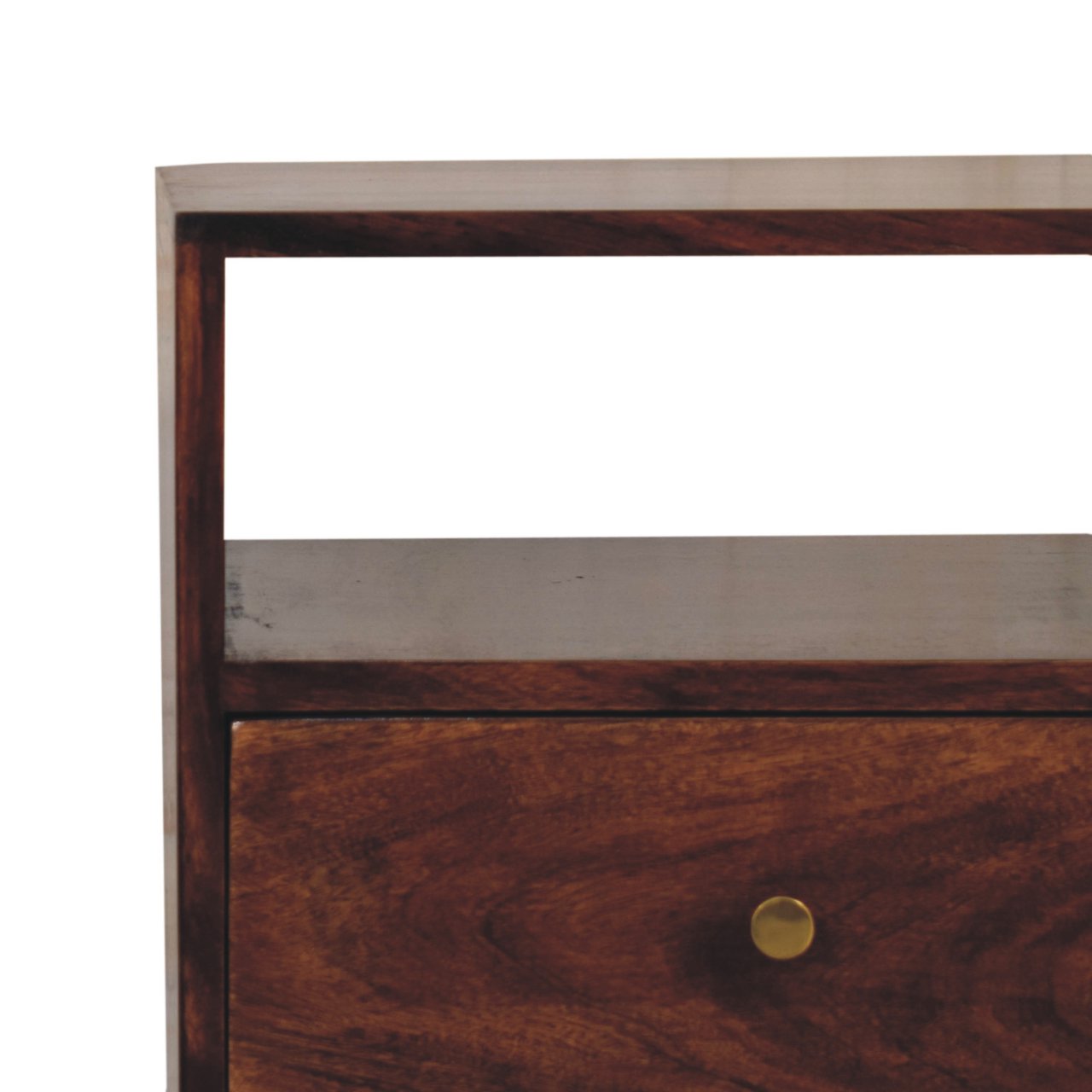 Solid Sheesham Wood Chestnut Finished 2 Drawer Tula Bedside - Image 4