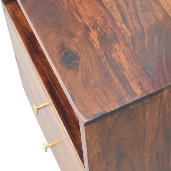 Solid Sheesham Wood Chestnut Finished 2 Drawer Tula Bedside - Image 5