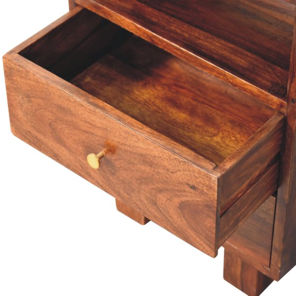 Solid Sheesham Wood Chestnut Finished 2 Drawer Tula Bedside - Image 6