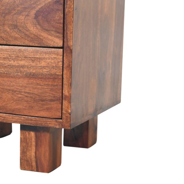 Solid Sheesham Wood Chestnut Finished 2 Drawer Tula Bedside - Image 7