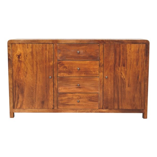 Solid Mango Wood Chestnut Finished 4 Drawers 2 Doors Aspen Sideboard - Image 5