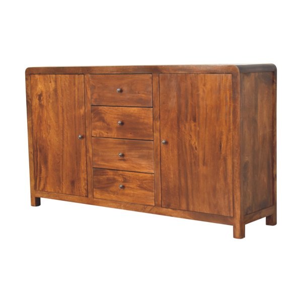 Solid Mango Wood Chestnut Finished 4 Drawers 2 Doors Aspen Sideboard - Image 4