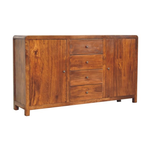 Solid Mango Wood Chestnut Finished 4 Drawers 2 Doors Aspen Sideboard - Image 3