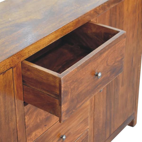 Solid Mango Wood Chestnut Finished 4 Drawers 2 Doors Aspen Sideboard - Image 6