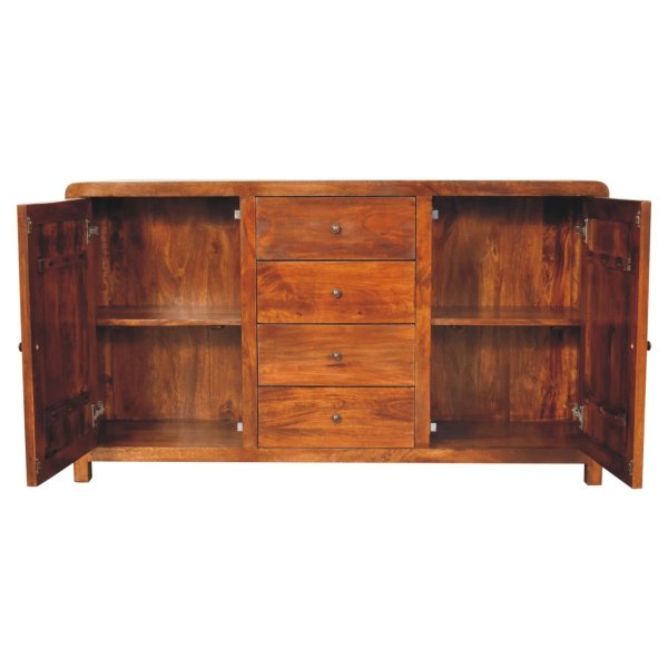 Solid Mango Wood Chestnut Finished 4 Drawers 2 Doors Aspen Sideboard - Image 8