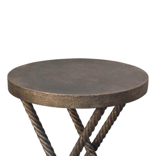 Solid Mango Wood Metallic Rope Finish Side Table - Image 4