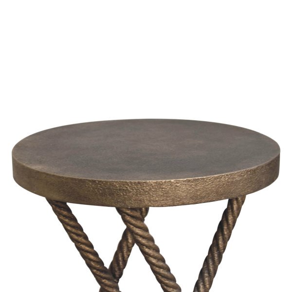 Solid Mango Wood Metallic Rope Finish Side Table - Image 5