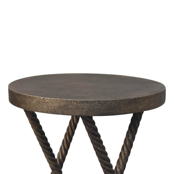 Solid Mango Wood Metallic Rope Finish Side Table - Image 6