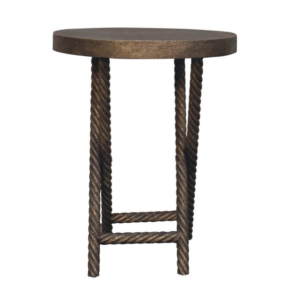 Solid Mango Wood Metallic Rope Finish Side Table - Image 8