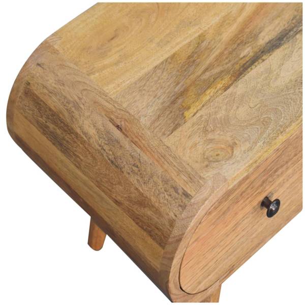 Solid Mango Wood Oak Finished 2 Drawer Circular TV Unit - Image 5
