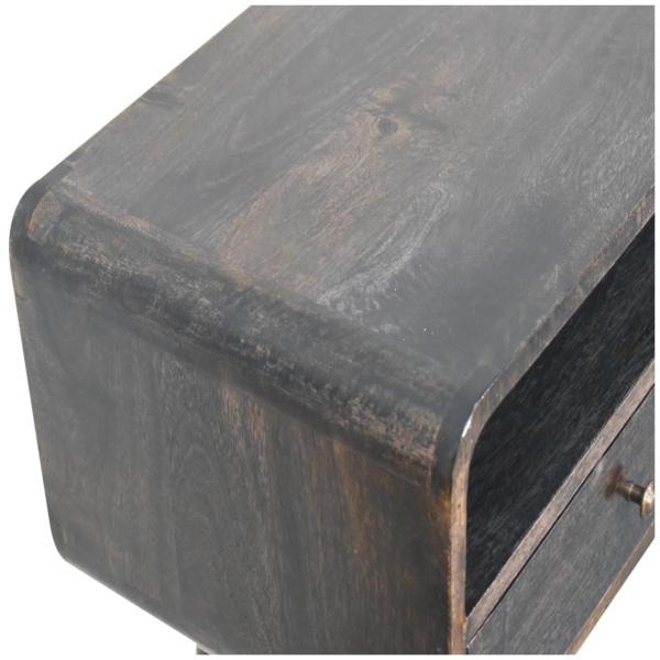 Solid Mango Wood Ash Black 2 Drawer Curved Console Table - Image 5