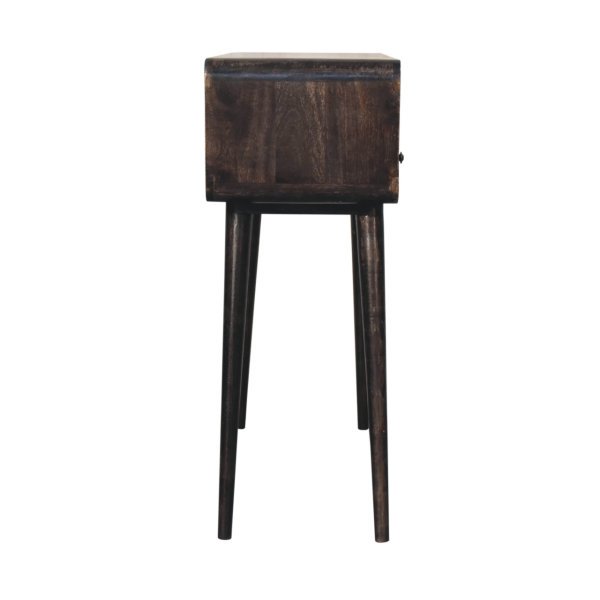 Solid Mango Wood Ash Black 2 Drawer Curved Console Table - Image 8