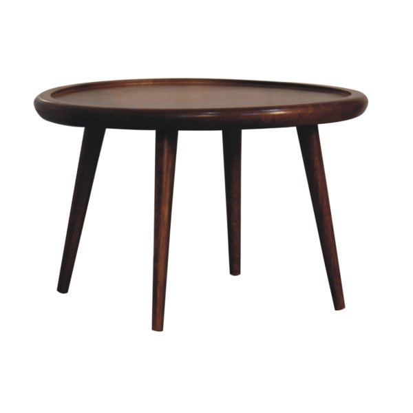 Solid Mango Wood Chestnut Finished Plate with Rim Coffee Table - Image 3