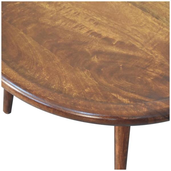 Solid Mango Wood Chestnut Finished Plate with Rim Coffee Table - Image 4