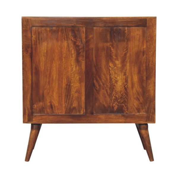 Solid Mango Wood Solid Chestnut Finished 2 Drawer Quad Pattern Cupboard - Image 9
