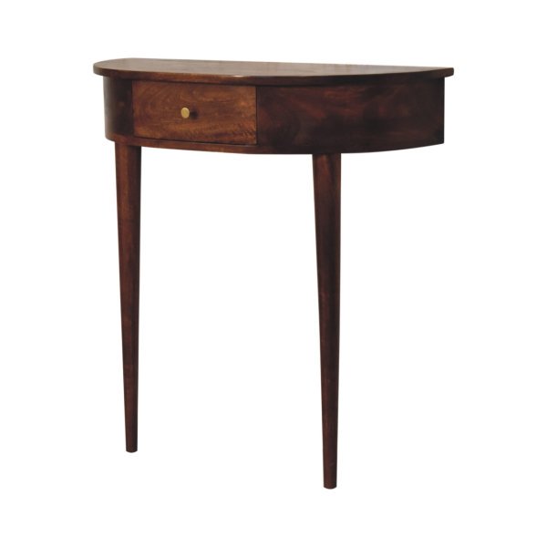 Solid Mango Wood Chestnut Finished 1 Drawer Backless Mounted Console - Image 2