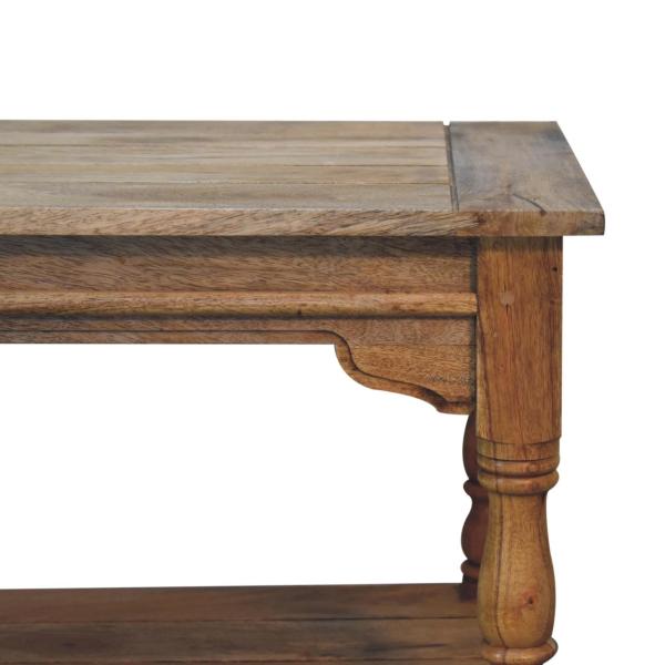 Solid Mango Wood Oak Finished Granary Coffee Table - Image 4