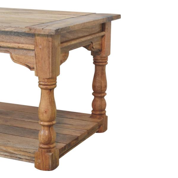 Solid Mango Wood Oak Finished Granary Coffee Table - Image 7